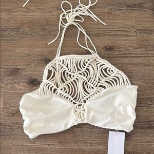 NWT Mikoh Cream Crochet Halter Top